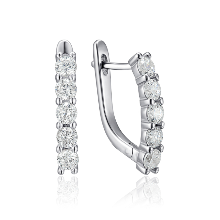 Срібні сережки з фіанітами. Артикул SZDE15077-E/12/1