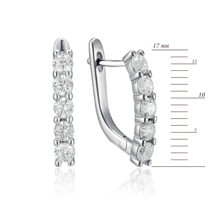 Срібні сережки з фіанітами. Артикул SZDE15077-E/12/1