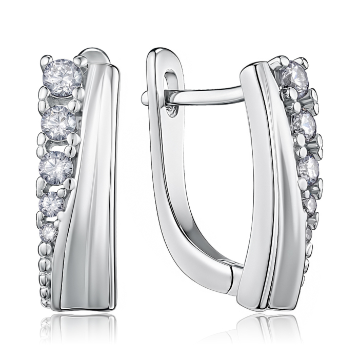 Срібні сережки з фіанітами. Артикул SZDE15083-E/12/1