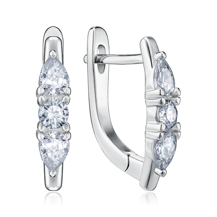 Срібні сережки з фіанітами. Артикул SZDE15085-E/12/1