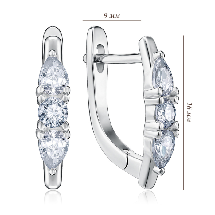 Срібні сережки з фіанітами. Артикул SZDE15085-E/12/1