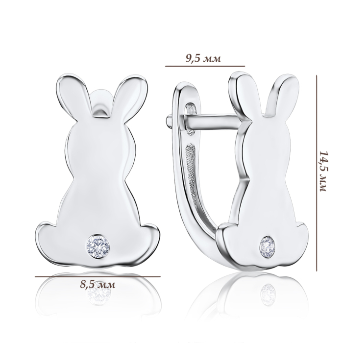 Срібні сережки Зайчики з фіанітом SZDE15087-E/12/1