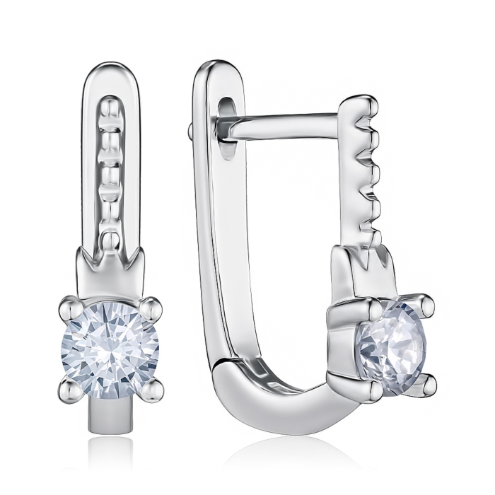 Срібні сережки з фіанітами. Артикул SZDE15097-E/12/1