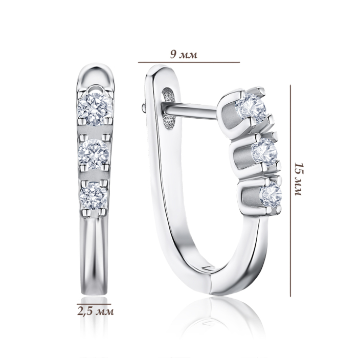 Серебряные серьги с фианитами SZDE15110-E/12/1