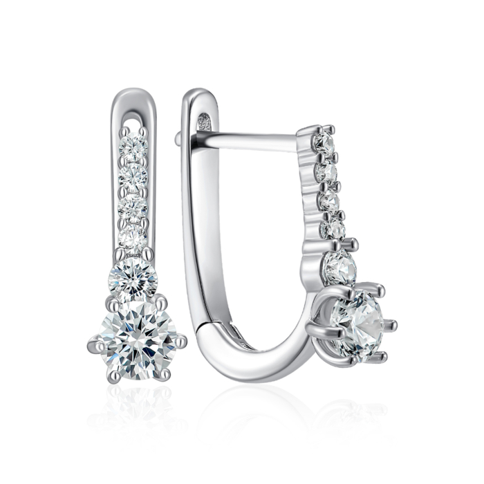 Срібні сережки з фіанітами. Артикул SZDE15114-E/12/1