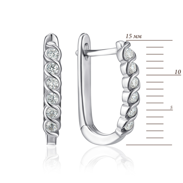 Срібні сережки з фіанітами. Артикул SZDE15118-E/12/1