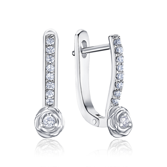 Срібні сережки з фіанітами SZDE15121-E/12/1