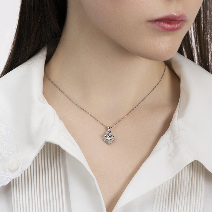 Срібна підвіска з фіанітами. Артикул SZDN08799-P/12/1