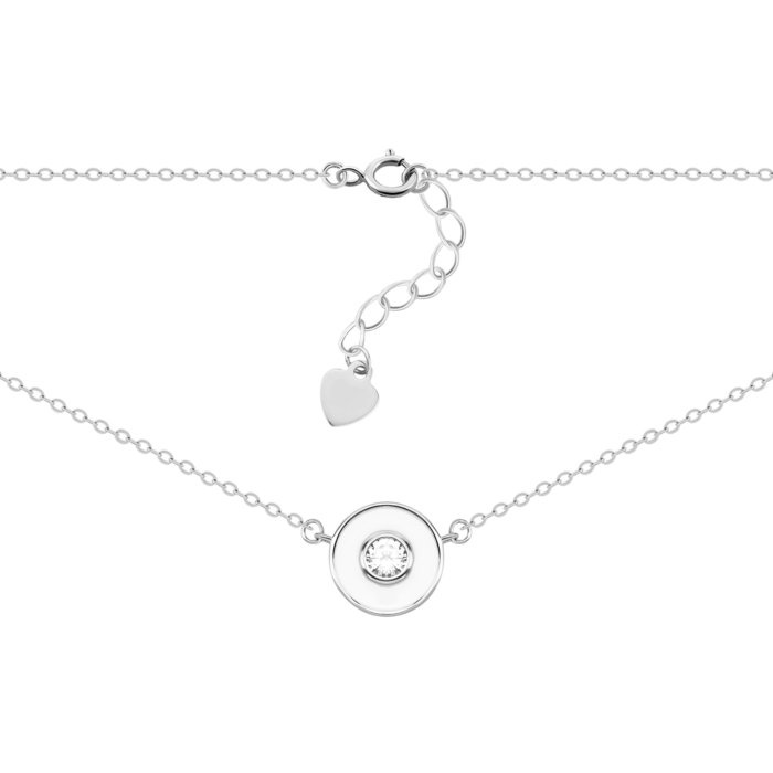 Серебряное колье с перламутром и фианитом. Артикул UG5SZDN15564