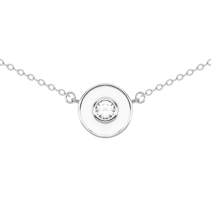 Серебряное колье с перламутром и фианитом. Артикул UG5SZDN15564