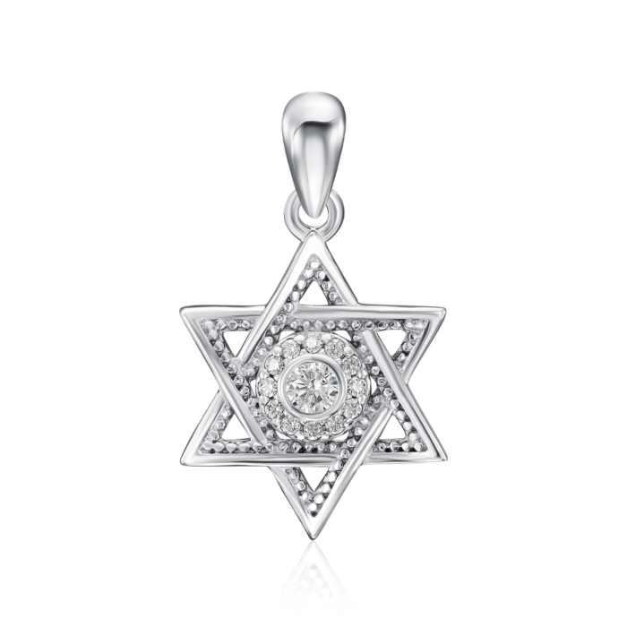 Срібна підвіска Зірка Давида з фіанітами. Артикул SZDP01817-P/12/1