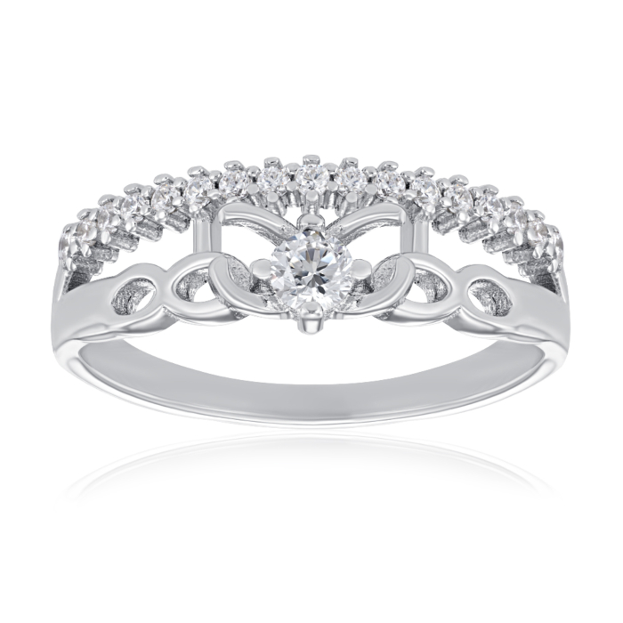 Срібна каблучка з фіанітами. Артикул SZDR00457-R/12/1