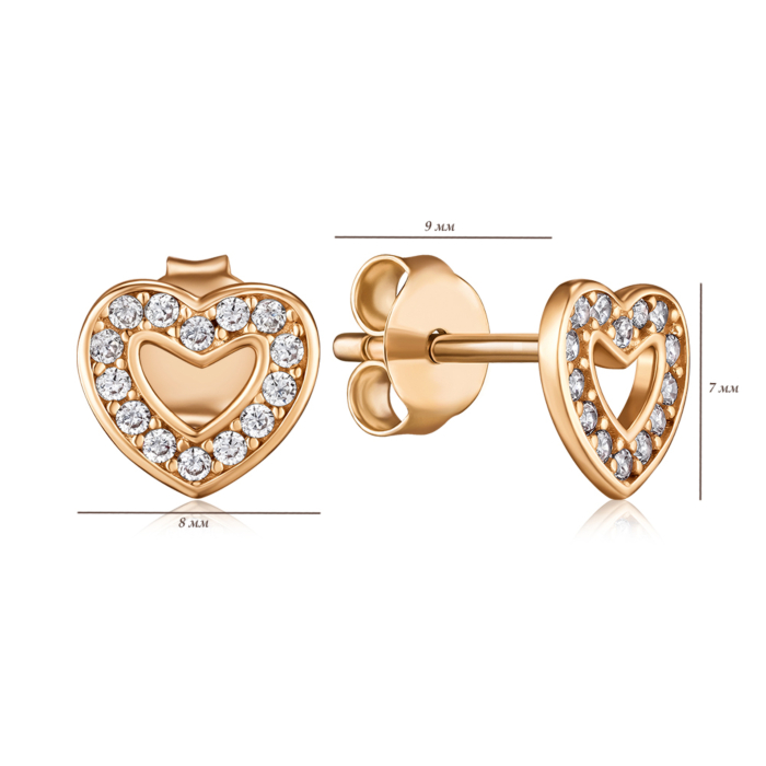 Золотые серьги с фианитами. Артикул F-2817-E/01/1