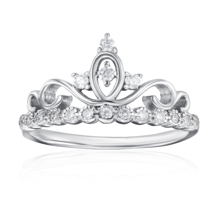 Срібна каблучка Корона з фіанітами. Артикул SZDR01098-R/12/1