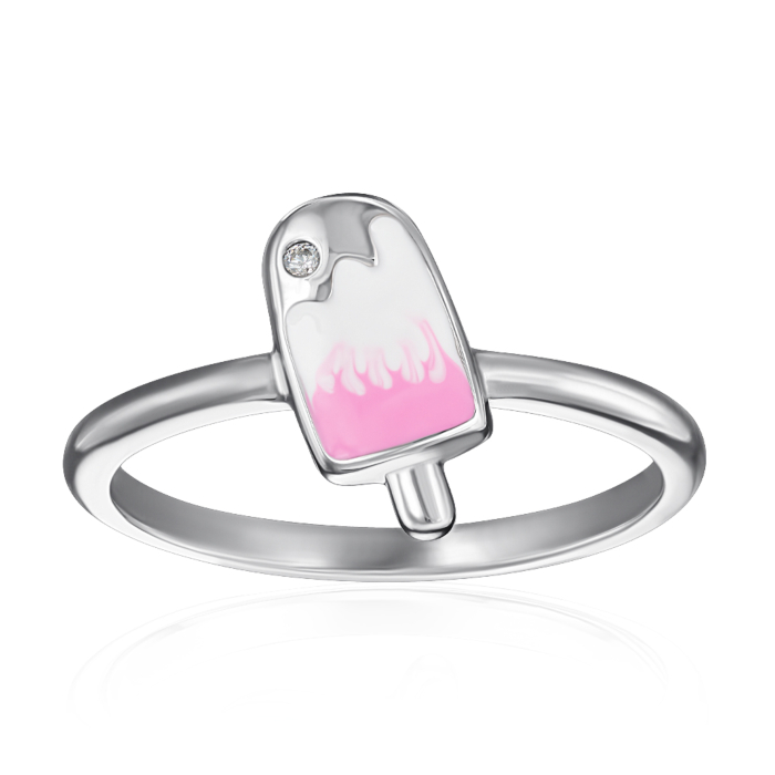 Срібна каблучка з фіанітом та емаллю. Артикул SZDR07755-R/12/2288