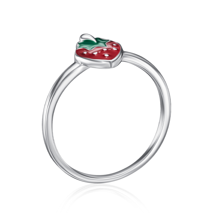 Срібна каблучка "Полуниця" з емаллю DR07788-R/12/957