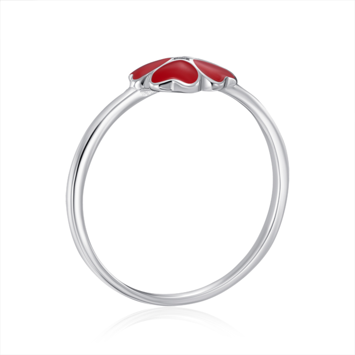 Срібна каблучка з фіанітом та емаллю. Артикул SZDR07815-R/12/1715