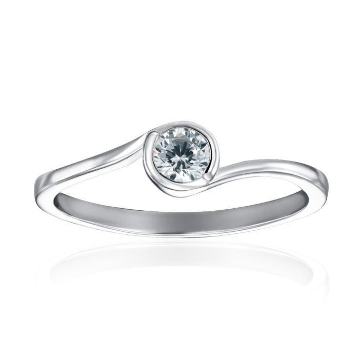 Срібна каблучка з фіанітом. Артикул SZDR09727-R/12/1