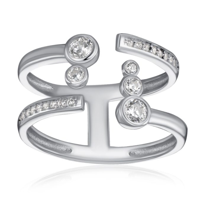 Серебряное фаланговое кольцо с фианитами. Артикул SZDR09750-R/12/1