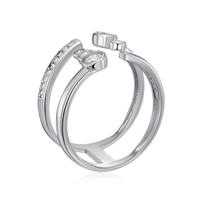Серебряное фаланговое кольцо с фианитами. Артикул SZDR09750-R/12/1