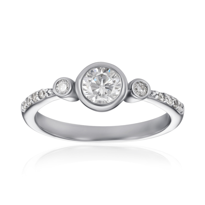 Срібна каблучка з фіанітами. Артикул SZDR09771-R/12/1