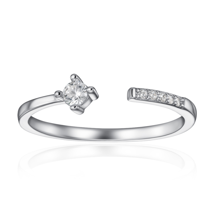 Срібна каблучка з фіанітами. Артикул SZDR10307-R/12/1