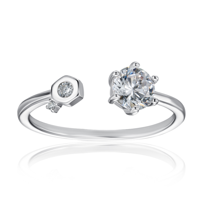 Срібна каблучка з фіанітами. Артикул SZDR10390-R/12/1