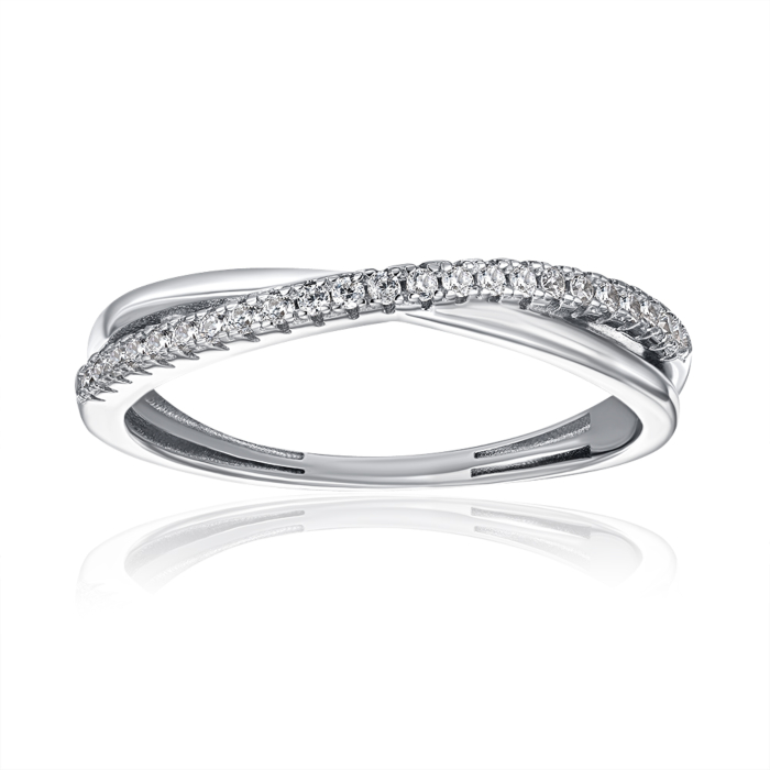Срібна каблучка з фіанітами. Артикул SZDR15605-R/12/1