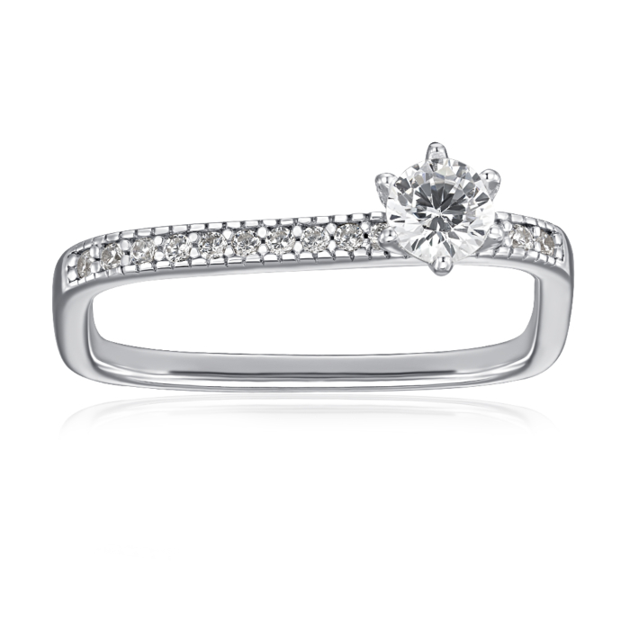 Срібна каблучка з фіанітами. Артикул SZDR15618-R/12/1