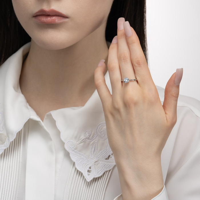 Срібна каблучка з фіанітами. Артикул SZDR16737-R/12/1