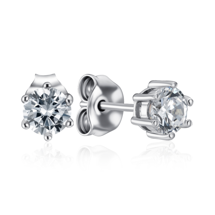 Серебряные пуссеты с фианитом. Артикул SE01401-E/12/1