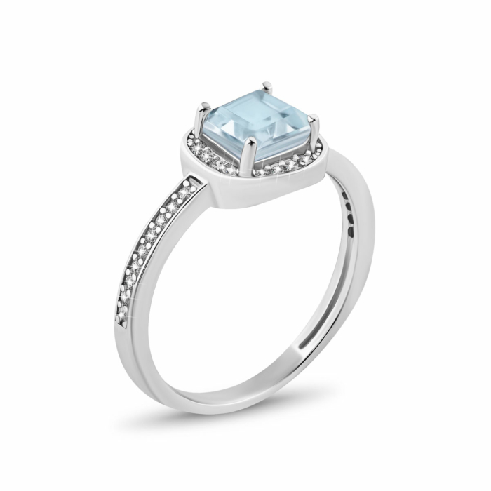 Срібна каблучка з топазом і фіанітами. Артикул UG5SZDR32224