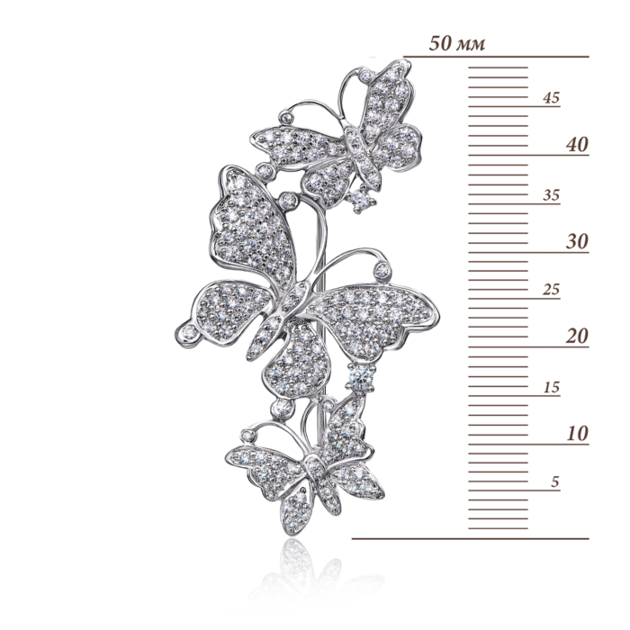 Срібна брошка «Метелик» з фіанітами. Артикул T00060-2-SH/12/1