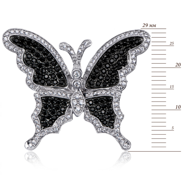 Срібна брошка «Метелик» з фіанітами. Артикул T00202-SH/12/1