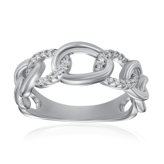 Серебряное кольцо с фианитами. Артикул TA03970-R/12/1