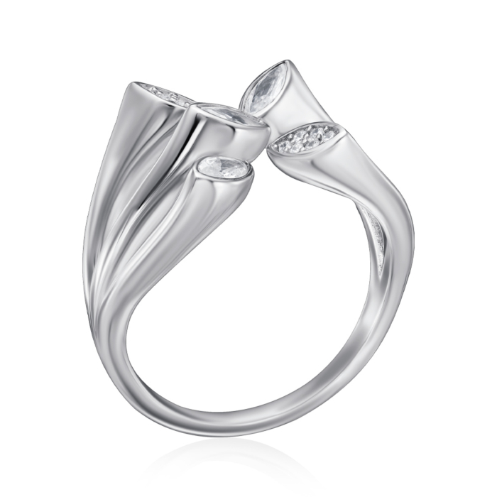Серебряное кольцо с фианитами. Артикул TA03994-R/12/1