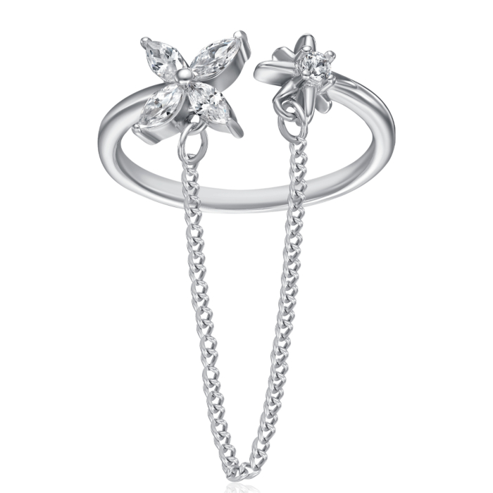 Серебряное кольцо с фианитами. Артикул TA07011-R/12/1