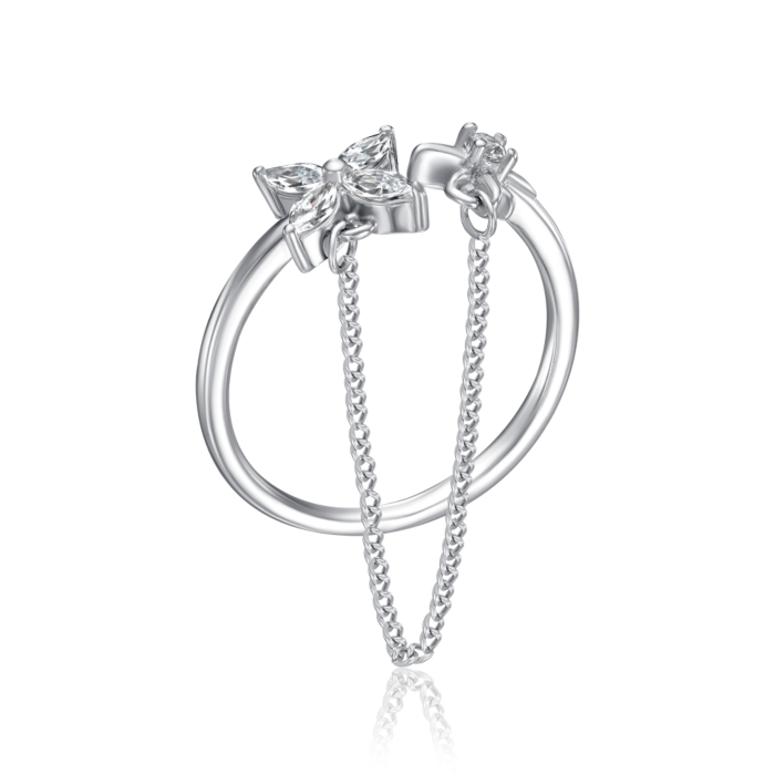 Серебряное кольцо с фианитами. Артикул TA07011-R/12/1