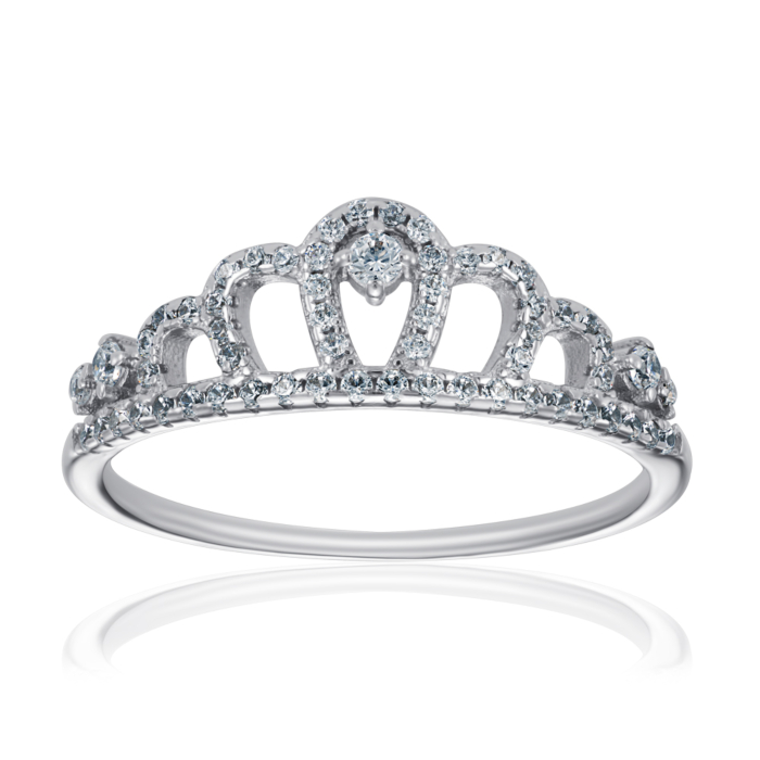 Срібна каблучка Корона з фіанітами. Артикул TA07181-R/12/1