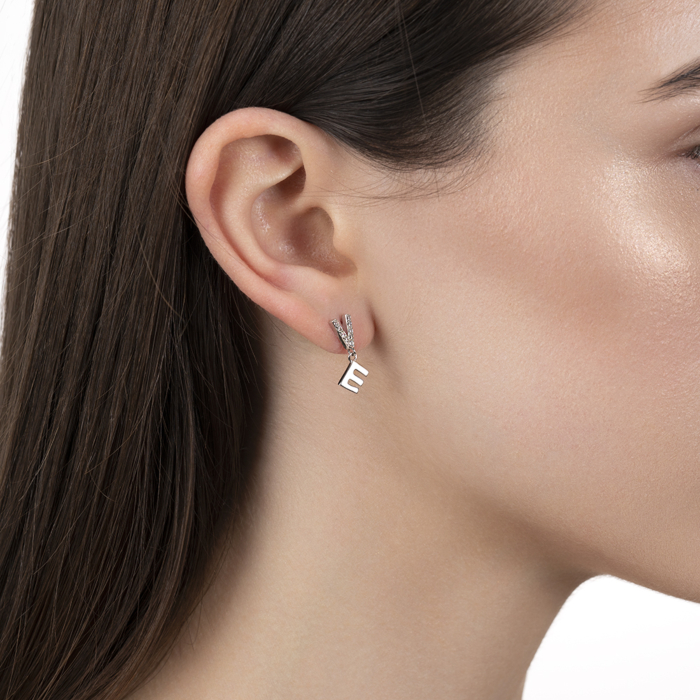 Серебряные серьги с перламутром и фианитами. Артикул TB04195-E/12/1090