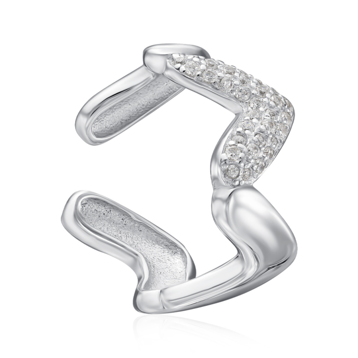 Серебряная серьга-каффа с фианитами. Артикул TB08000-E/12/1