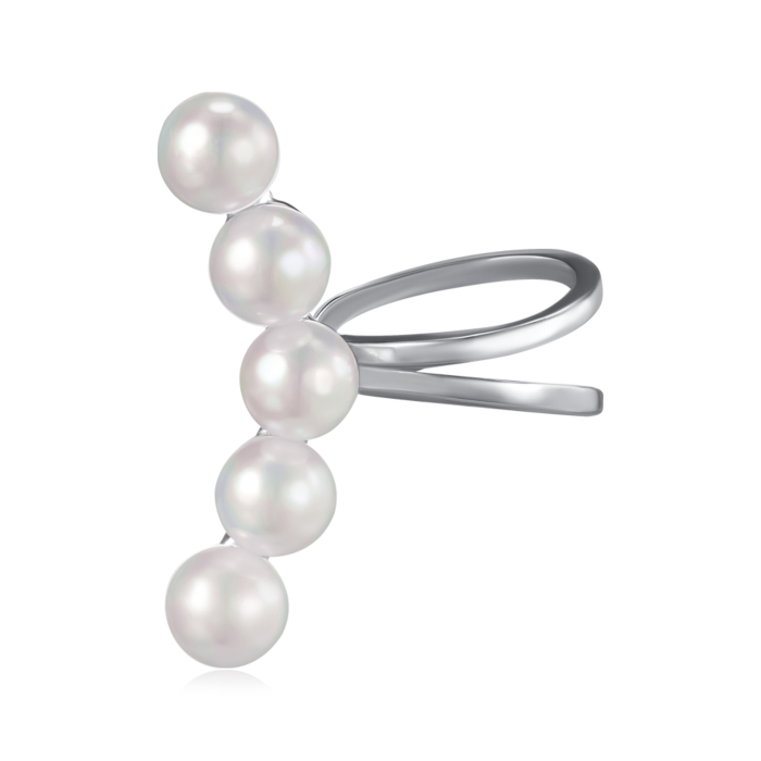 Серебряная серьга-кафа с жемчугом. Артикул TB09500-E/12/21158