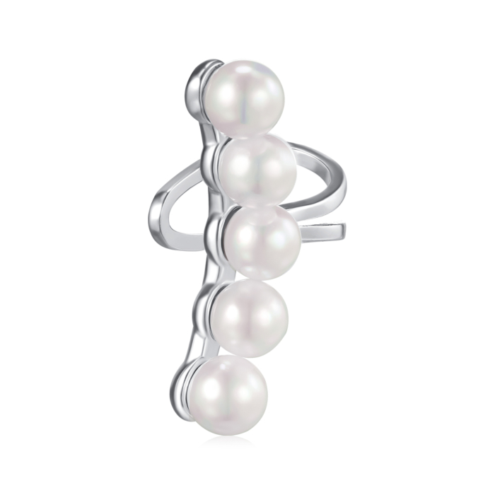 Серебряная серьга-кафа с жемчугом. Артикул TB09500-E/12/21158