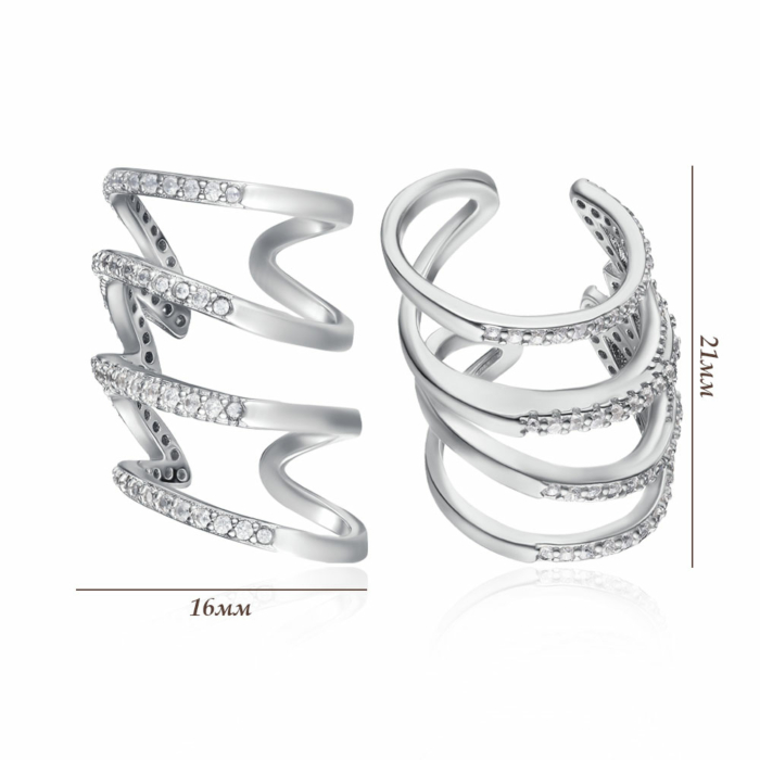 Срібні кафи з фіанітами. Артикул TB09676-E/12/1