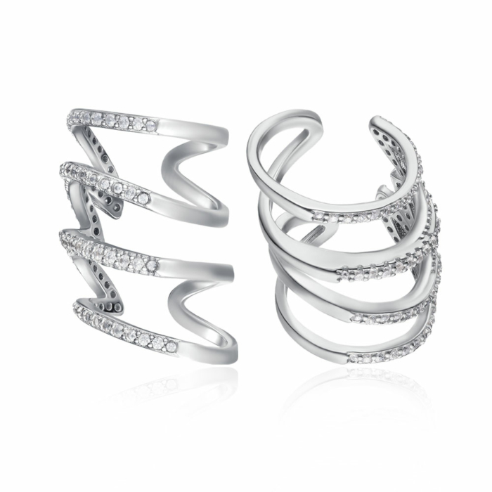 Срібні кафи з фіанітами. Артикул TB09676-E/12/1