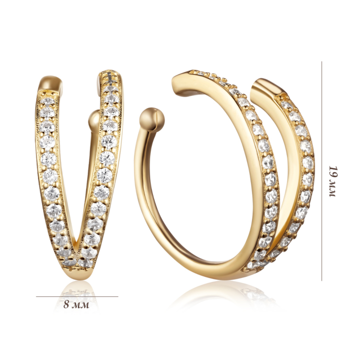 Срібні кафи з фіанітами. Артикул TB09911-E/20/1