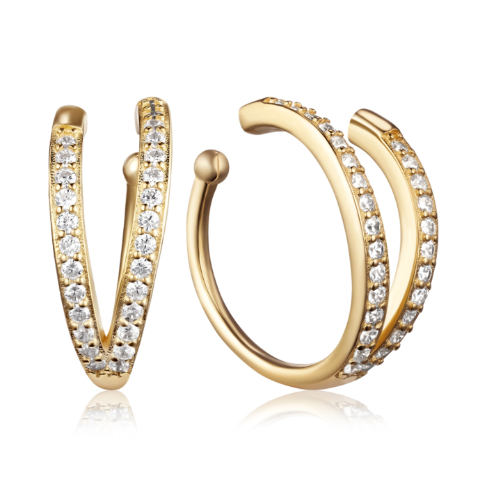 Срібні кафи з фіанітами. Артикул TB09911-E/20/1