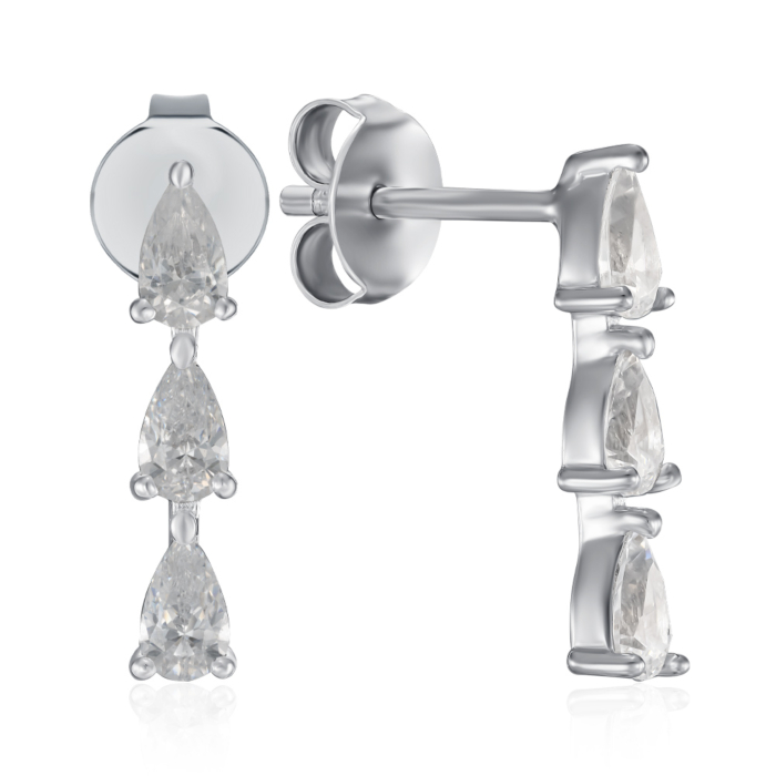 Срібні сережки з фіанітами. Артикул TE-1487-S-E/12/1