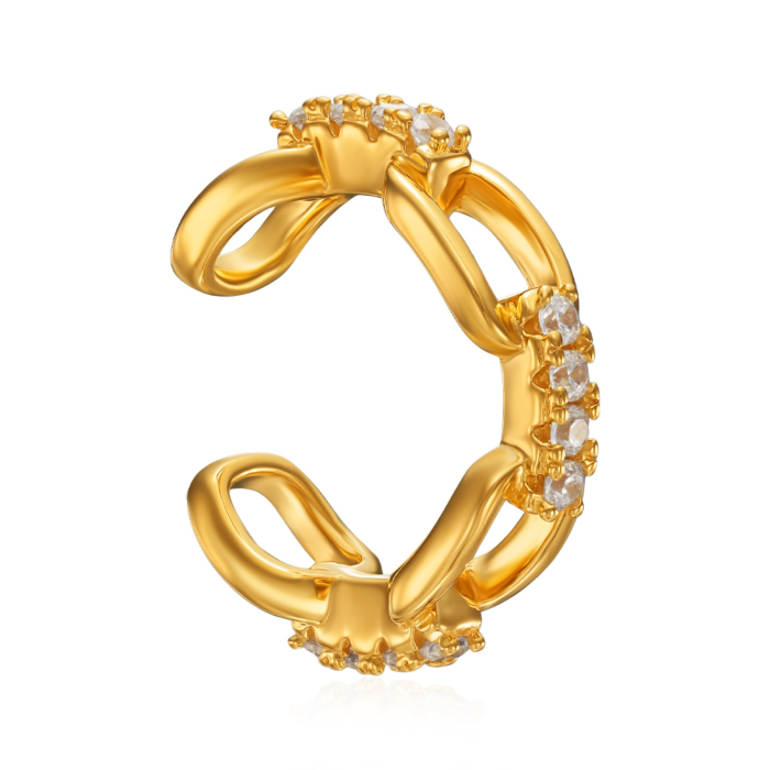 Срібна сережка-кафа з фіанітами. Артикул TE-1602-GOLD-E/20/1