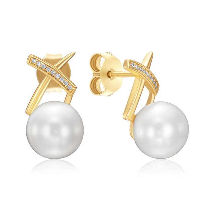 Серебряные серьги с жемчугом. Артикул TE-3059-GOLD-E/20/2006